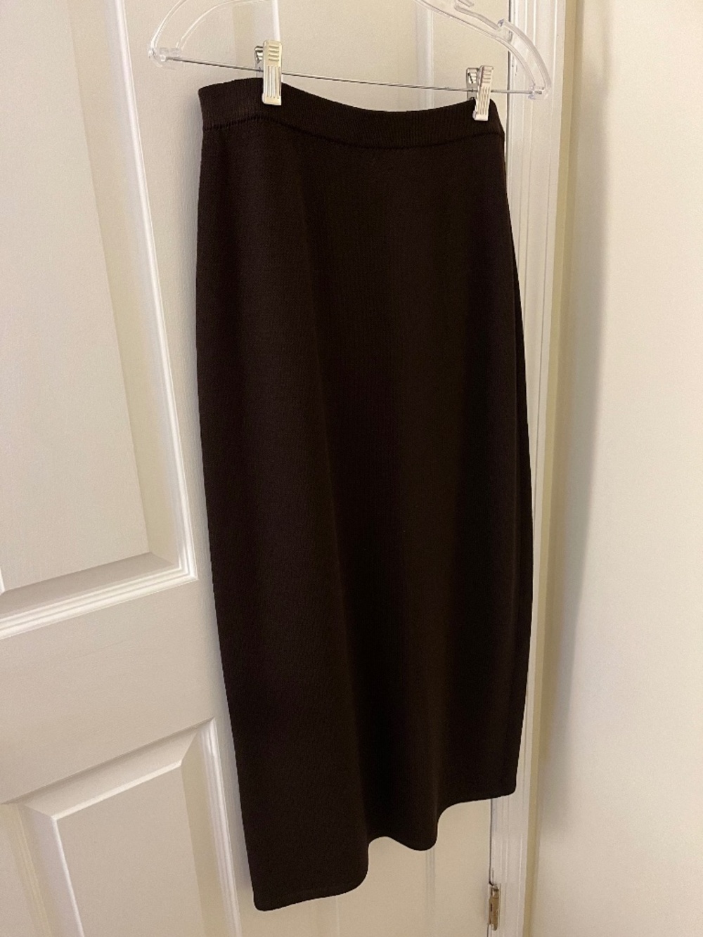 St. John Collection Dark Chocolate Brown Knit Midi Skirt